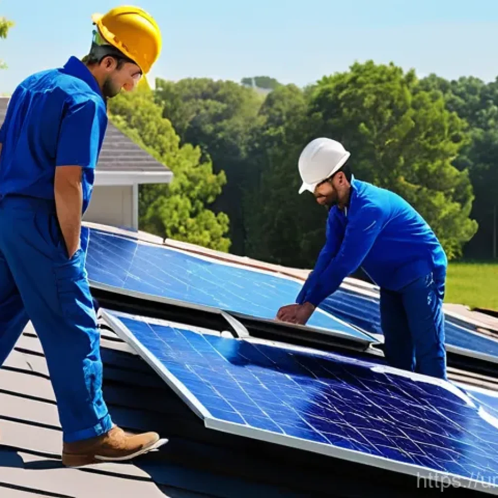 태양광 발전 설치 시 필수 체크리스트 - **Prompt:** "A brightly lit, sunny rooftop scene featuring a modern residential house with a solar p...