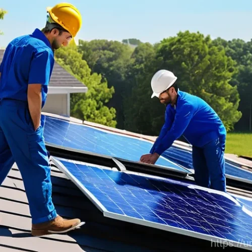 태양광 발전 설치 시 필수 체크리스트 - **Prompt:** "A brightly lit, sunny rooftop scene featuring a modern residential house with a solar p...