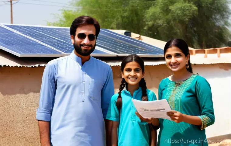 태양광 발전 설치와 관련된 인프라 개선 - **Prompt:** A contemporary Pakistani living room during a simulated power outage, yet brightly lit a...