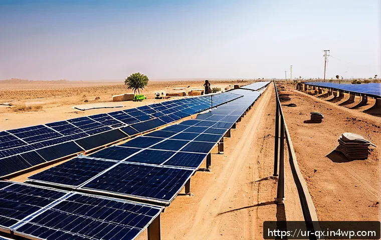 태양광 발전 설치를 위한 장기 계획 수립 - A modern solar energy project installation in a sunny, arid region of Pakistan, featuring cutting-ed...