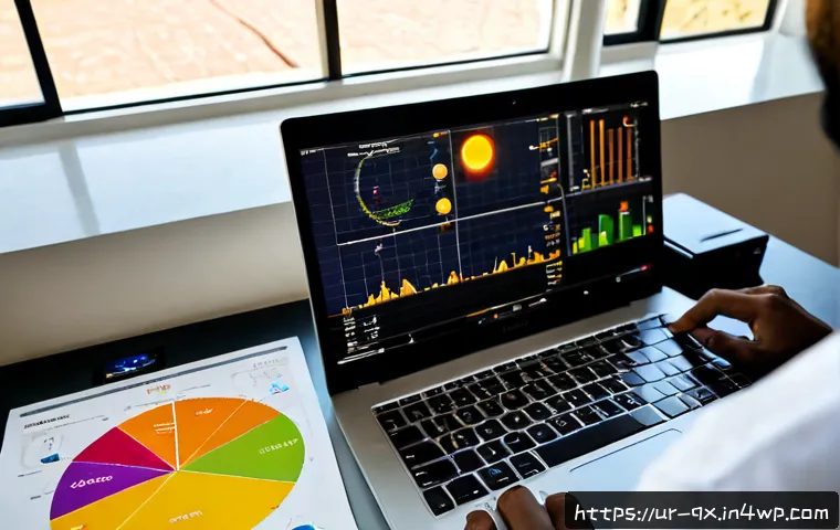 Home 17 태양광 발전 설치를 위한 데이터 분석 및 활용 - Photorealistic solar energy planning scene in a modern Pakistani home office, a Pakistani engineer s...